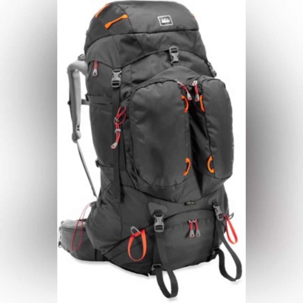 REI Black Backpack with Orange Accents — Men's Large Hiking Pack